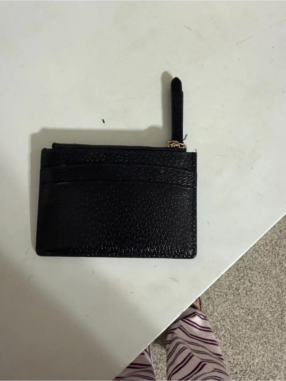 kate spade Black Leather Zip Card Wallet